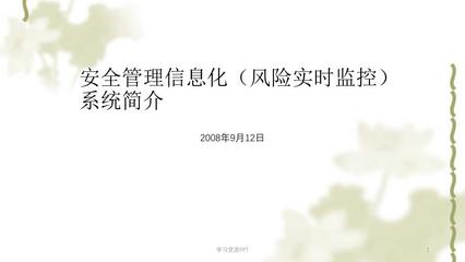 安全管理信息化风险实时监控系统简介课件